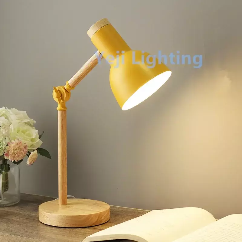 Nordic Macaron Document Lampe de table en bois, Lampes de livre, Étude, Chambre d'enfants, Lampe d'intérieur, Lampe de lecture, Lampes de bureau à LED
