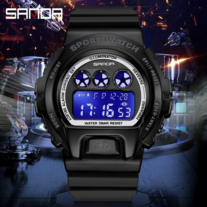 SANDA Neue Luxus LED Elektronische Digitale Uhr Mode Casual Herren sport Uhren Damen Uhr Männliche Armbanduhr Relógio masculino