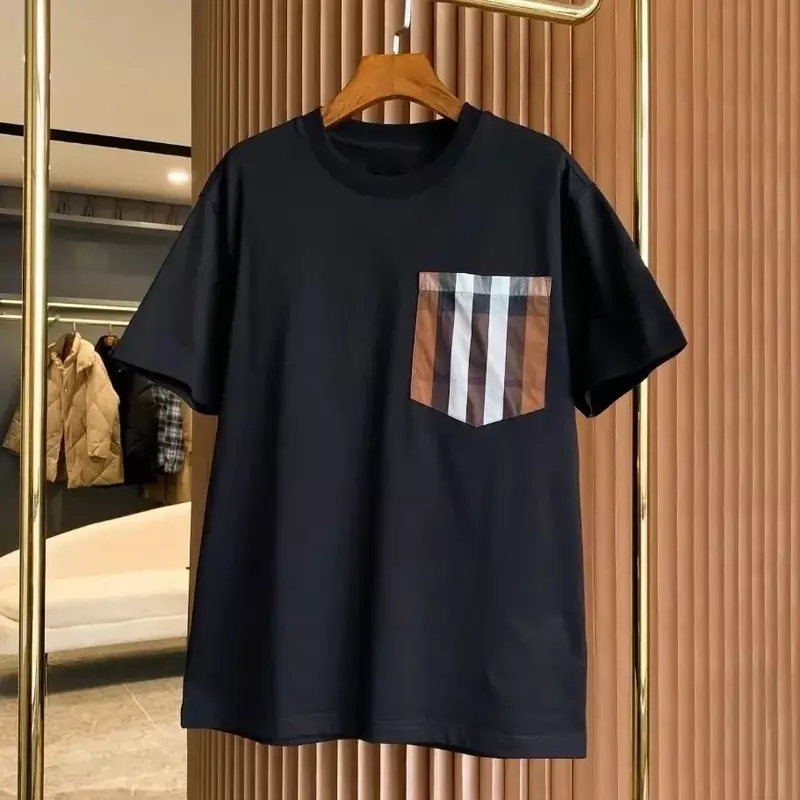 남녀공용 코튼 스티치 티셔츠 상의, 반팔 티셔츠, 럭셔리 브랜드 디자인 하이 퀄리티, 여름, 2024 신상