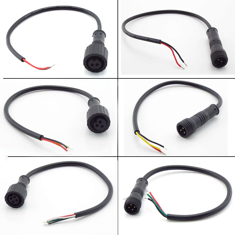 Fio Plug para tiras de luz LED, conector de cabeça macho e fêmea, IP65 impermeável, 2Pin, 3Pin, 4Pin, 24AWG, 3Pin, 4Pin