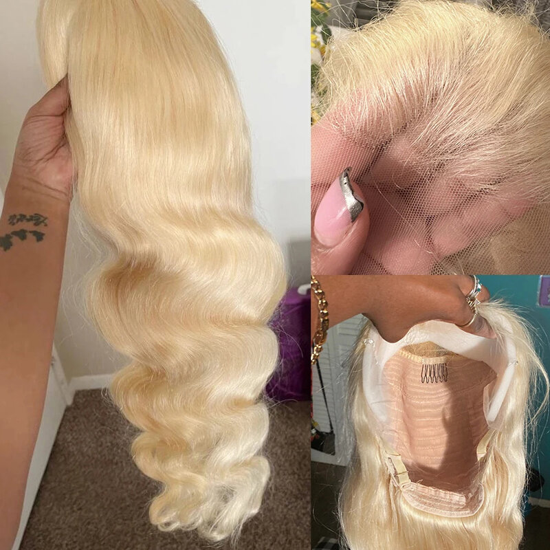 30 38 Inch 613 Blonde Wigs 13X6 Lace Front Human Hair Wigs Brazilian Body Wave HD Transparent Lace Frontal Wigs For Black Women