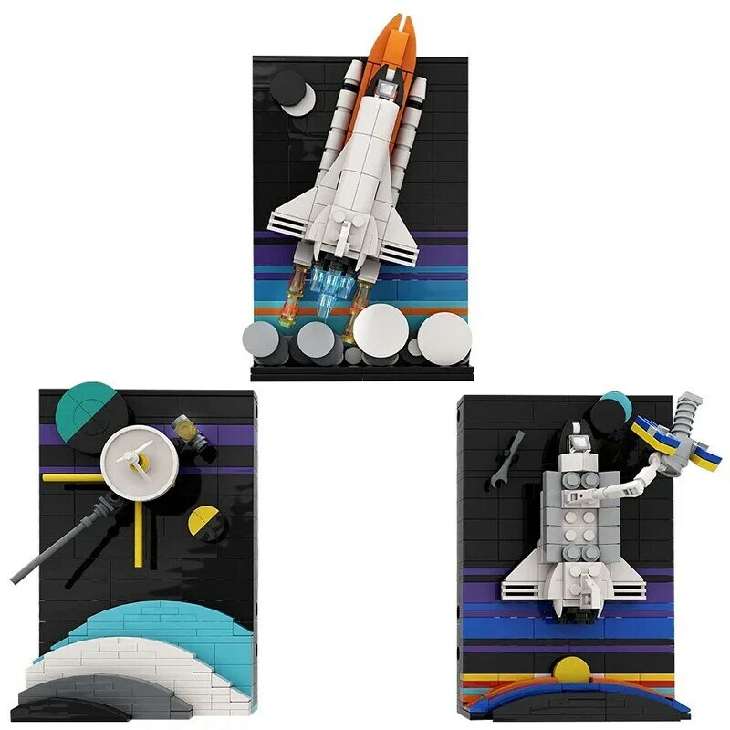 731PCS MOC Tales of the Space Age Building Blocks Creative Voyager over the Rings of Saturn Space Shuttle Launch Bricks Gift