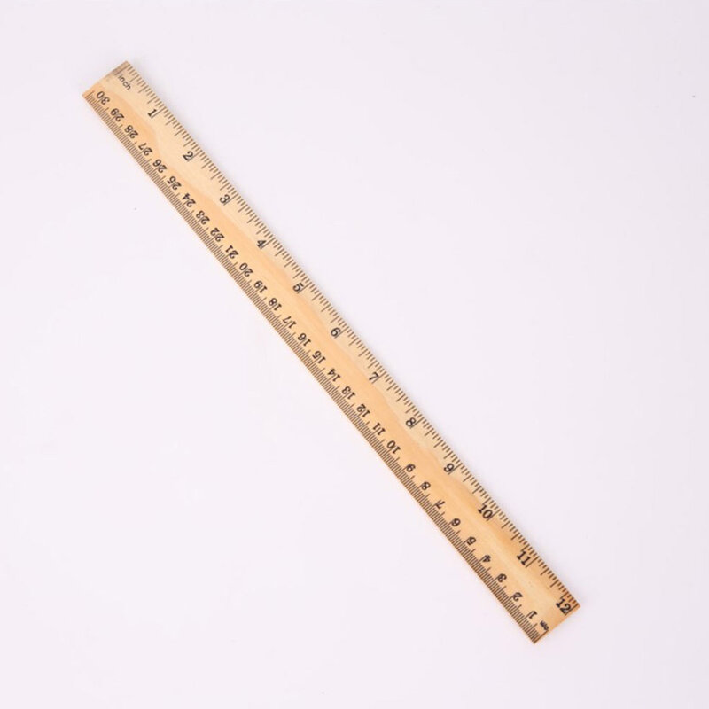 Penggaris lurus kayu 30cm, alat ukur sisi ganda presisi aturan metrik, alat tulis kantor sekolah, hadiah siswa 12 buah 30cm