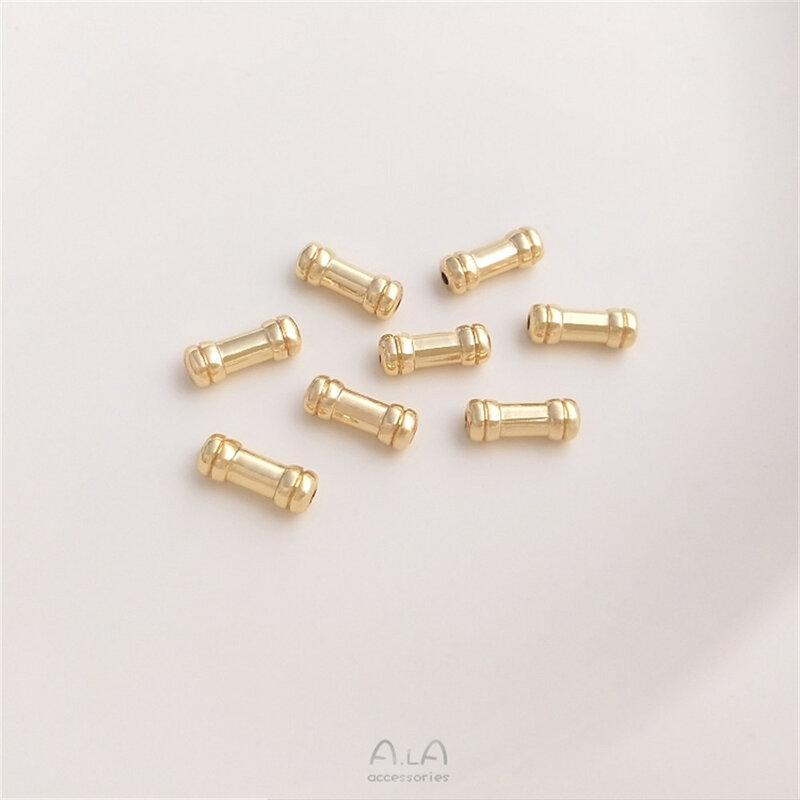 14K gold-covered straight tube separated bead bamboo knuckle pumpkin bone through hole tube bead diy jewelry accessories