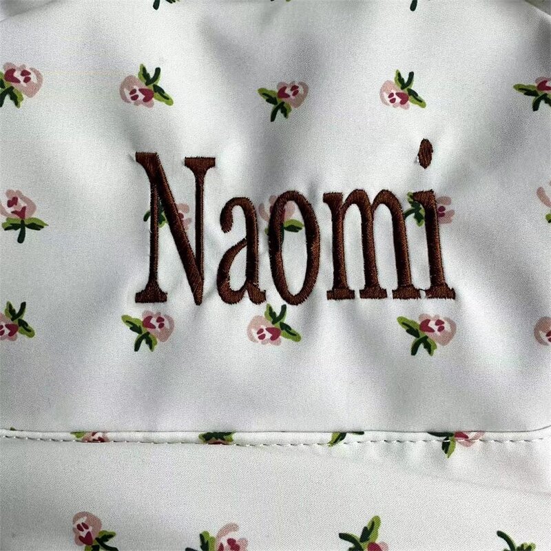 Mochila floral personalizada para meninas doces, estudantes leves do ensino médio, nomes bordados, mochilas para meninas