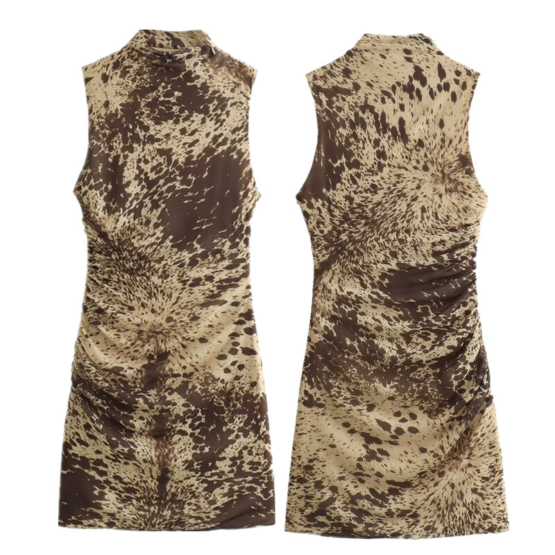 Платье Maxdutti женское облегающее без рукавов, пикантное эластичное Сетчатое мини-платье с леопардовым принтом