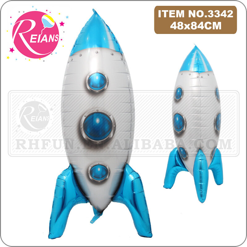 4D Rocket บอลลูนด้านนอกฟอยล์ลูกโป่งเด็กของเล่นตกแต่ง Galaxy Theme Party Globos ฮีเลียมซัพพลายเออร์