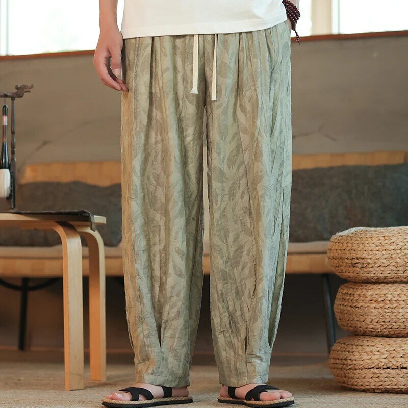 Pantalones bombachos de pierna ancha para hombre, ropa de calle holgada, estilo Harajuku, Vintage, de gran tamaño, para verano