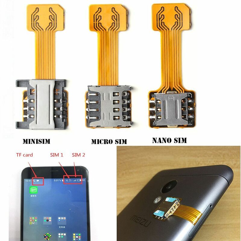 ユニバーサルデュアルSIMハイブリッドSIMカードアダプター,micro sd拡張器,Android携帯電話用