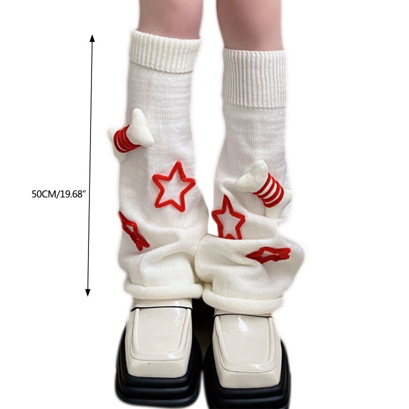 Calentadores piernas sueltos otoño para estudiantes, calcetines informales bonitos hueso pequeño para mujer