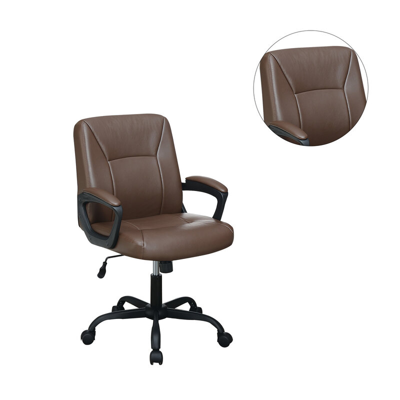 Офисное кресло коричневого цвета с регулируемой высотой и удобными мягкими подлокотниками, стильный дизайн для максимального комфорта и поддержки