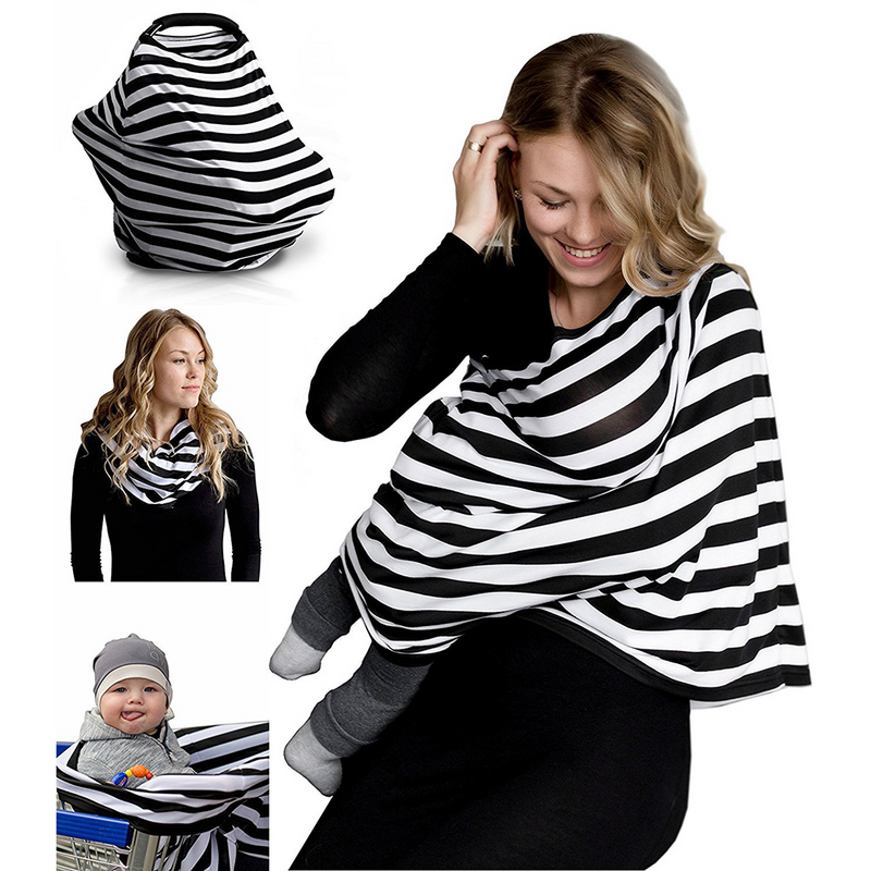 Bufanda de lactancia con estampado de tiras, chal de algodón para asiento de coche de bebé, niñas y niños