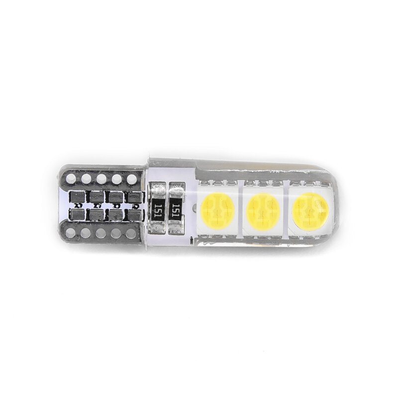 자동차 T10-5050-6SMD 실리콘 쉘 램프, 흰색 12V DC 번호판 돔, T10 194 W5W, 매우 밝은 에너지 절약, 10 개