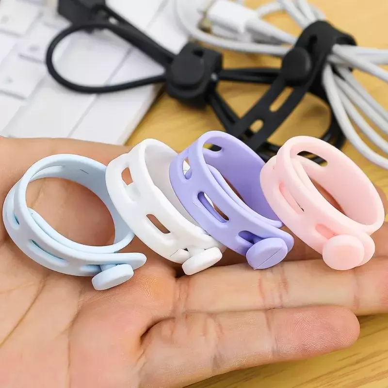 5Pcs/set Phone Cable Organizer Earphone Clips Adjustable Silicone Cable Ties Management Clips for Earphone USB Data Cable Wire