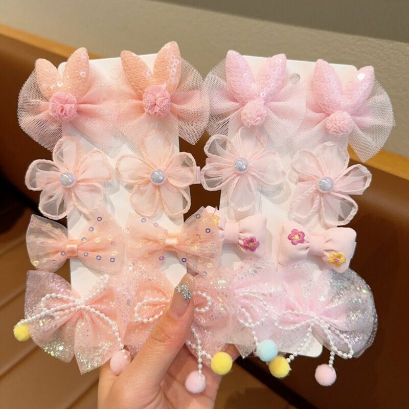 Candy Color Cute Barrettes Set Lovely Duckbill Clip Kawaii Bow BB Clip Princess Series Korean Style Flower Hair Clip Makeup