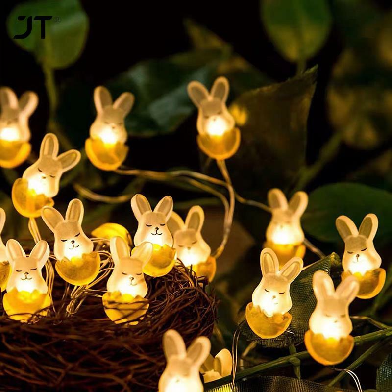 Guirnalda de luz led para decoración de fiesta de Pascua, 1M, 10LED, conejo de pascua, zanahoria, pollito, huevos, Hada, para el hogar, regalo para niños, 2024