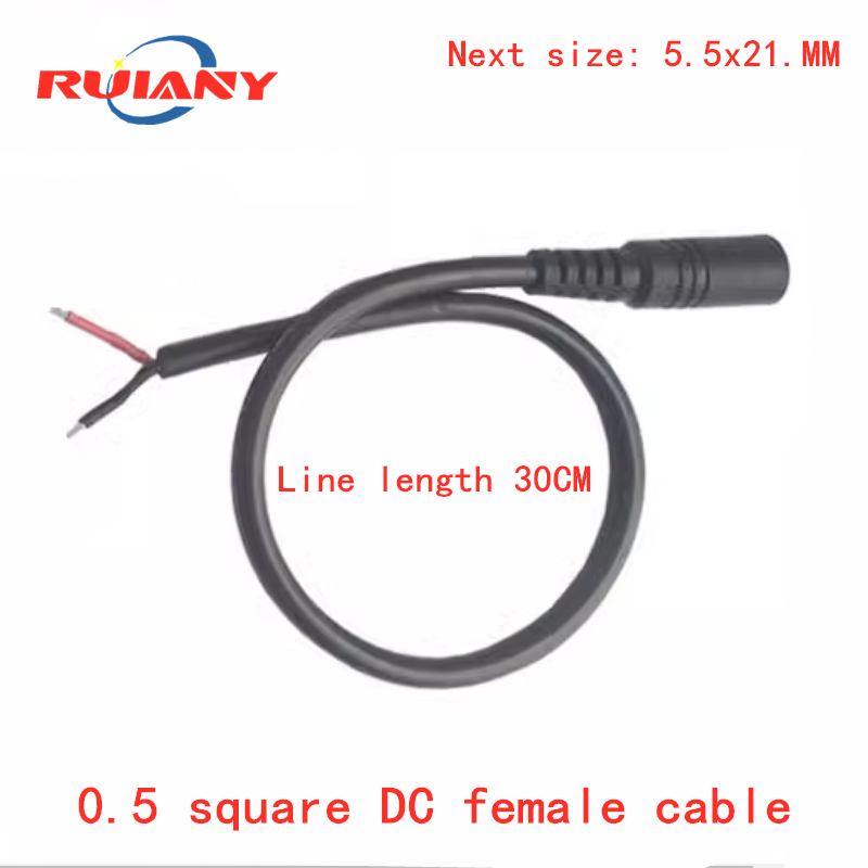 Медный квадратный кабель 20 AWG 0,5, штекер/гнездо, кабель питания постоянного тока 12 В, кабель питания постоянного тока 5, 5 х2, 1 мм, кабель постоянного тока
