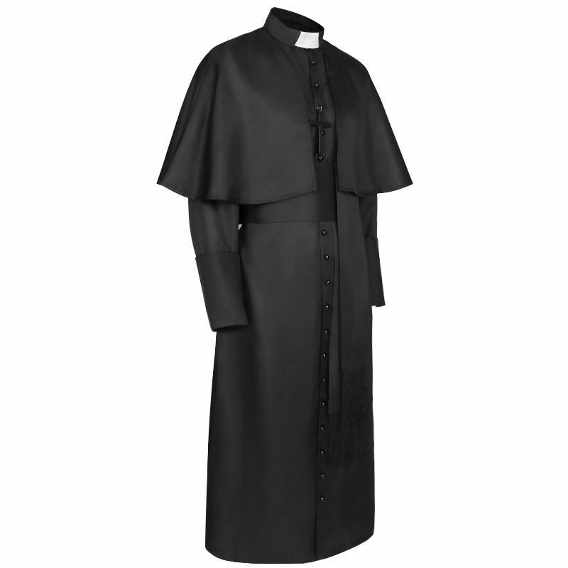 ยุคกลางชุดบาทหลวงโบสถ์คาทอลิกศาสนาโรมัน Retro Pope หลวงพ่อ Mass Missionary Robe พระสงฆ์ Cassock ชุด