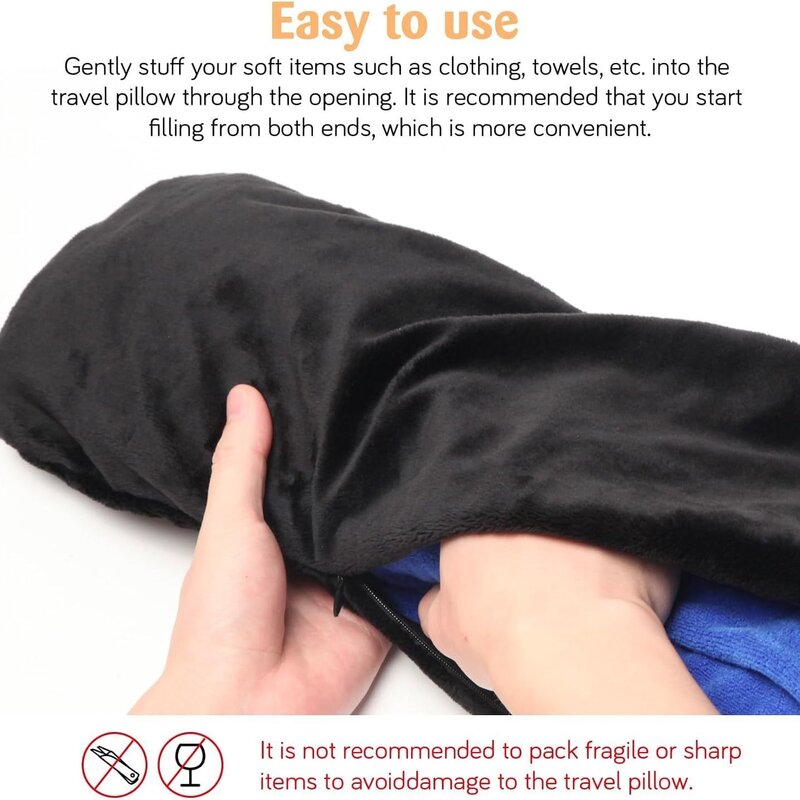 Travesseiro do pescoço do curso com almofada recarregável do apoio, portátil, auto-enchimento, curso, stuffable