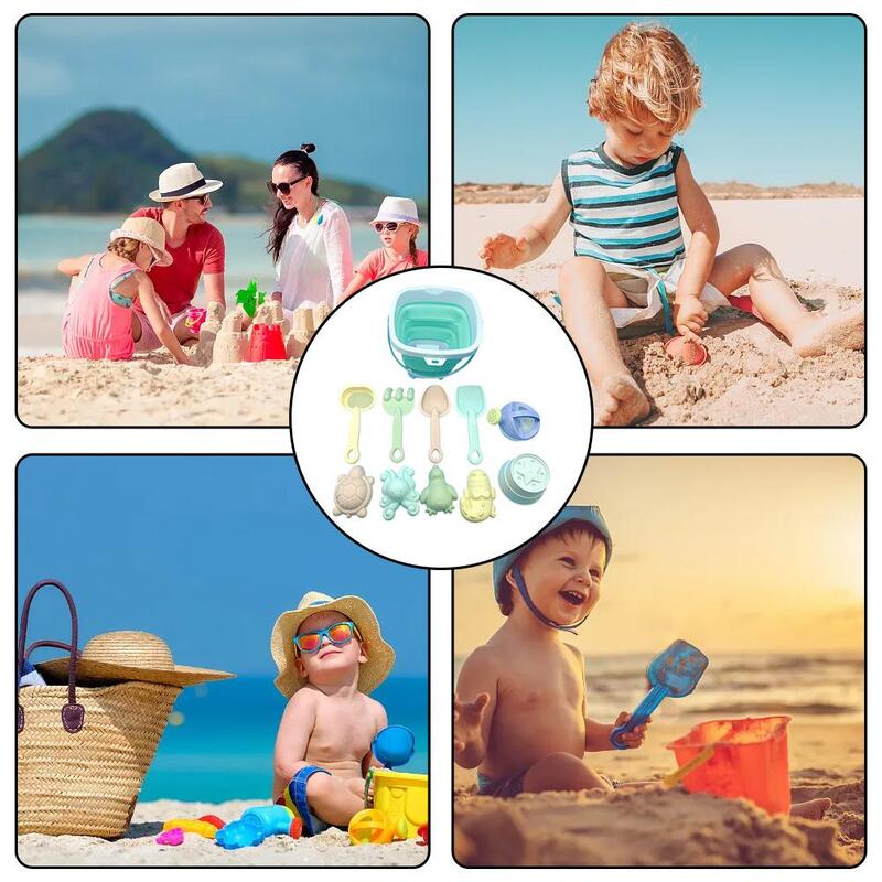 ชุดของเล่นชายหาดใหม่สำหรับเล่นน้ำชายหาดพับได้พลั่วขุดทรายชายหาดชุดเครื่องมือเล่นทรายสำหรับเด็ก