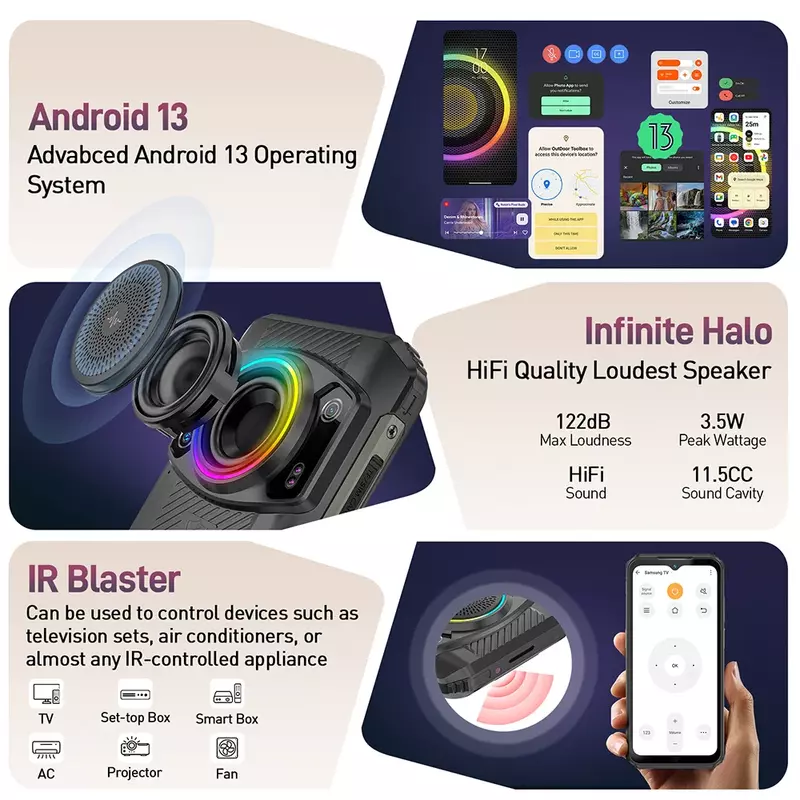 Ulefone-アーマー21頑丈なスマートフォン、オクタコア、16GB 256GB、6.58インチナイトビジョン、64MPカメラ、9600mah、Android 13携帯電話、NFC