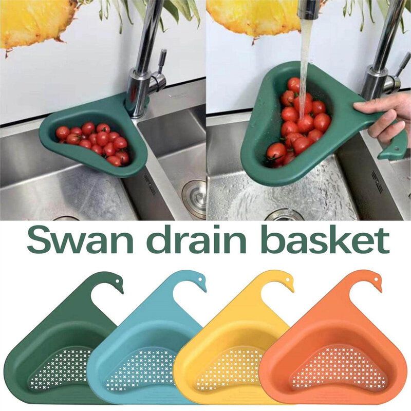 Cesta de swan multifuncional, cesta de drenagem para frutas e vegetais, prateleira, sink para pia de cozinha