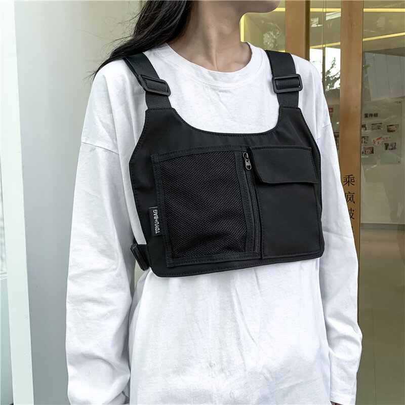 Wysokiej jakości nylonowa torba na klatkę piersiową moda Hip-hop Streetwear Unisex torba na klatkę piersiową wielofunkcyjna kamizelka taktyczna na co dzień torba do przechowywania
