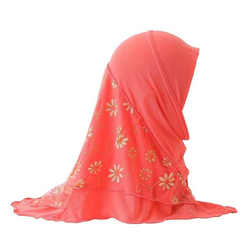 2-7 Years Kids Girls Muslim Headwrap Islamic Arab Scarfs Shawls Hijab Scarf Full Cover Turban Caps Headscarf