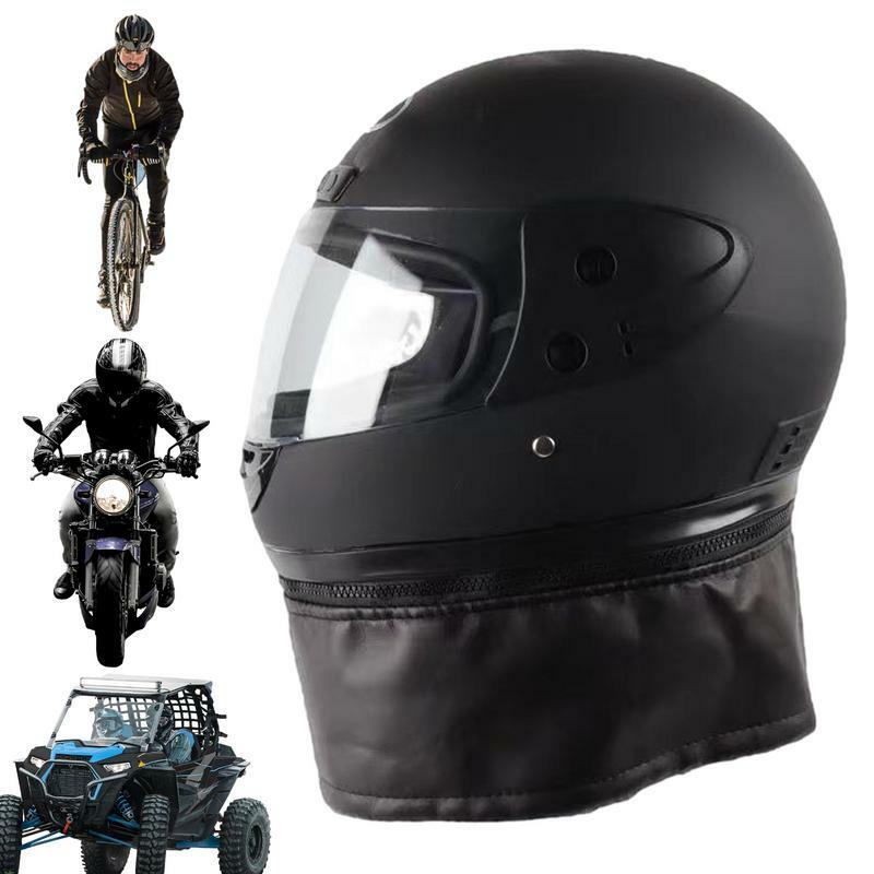 Penutup kepala sepeda motor dengan syal yang dapat dilepas, helm sepeda motor pelindung wajah penuh hangat sepeda jalan musim dingin ringan