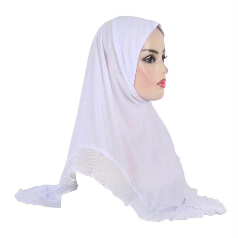 Foulard hijab musulman Amira avec volants côtelés pour femme, écharpe islamique, tête ronde, écharpes de prière, vêtements de sauna, écharpe de sauna, chapeau turban, haute qualité
