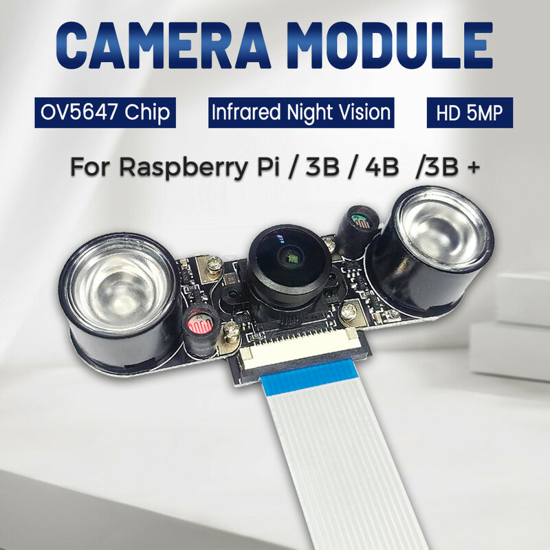 OV5647 카메라 모듈, 라즈베리 파이 3B 4B 3B + 용, 초점 조절 120 130 200, 160 도 3.6mm HD, 5 백만 픽셀 야간 투시경
