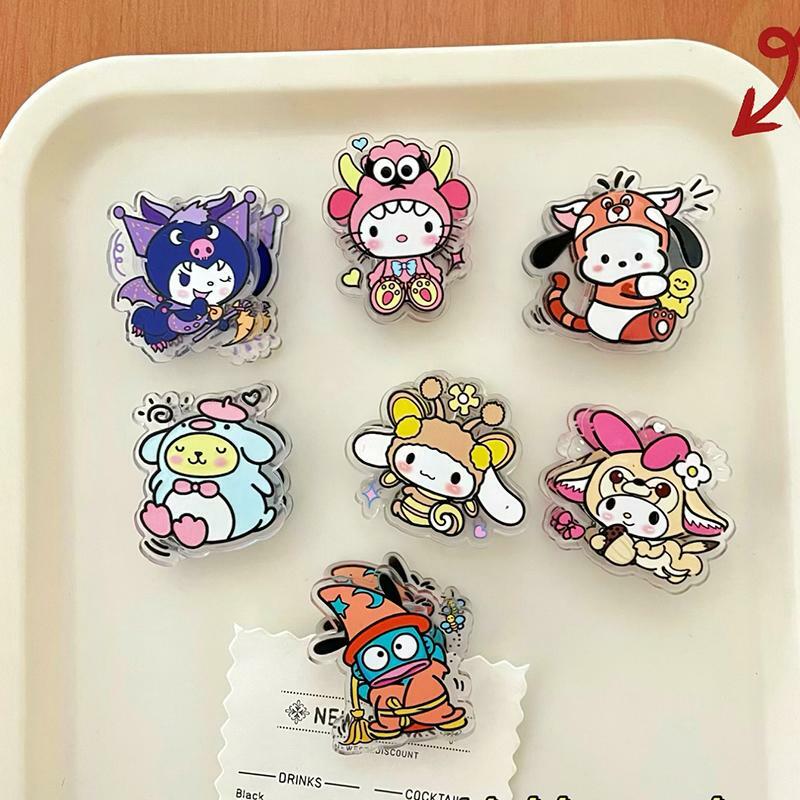 Sanrio Olá Kitty Cartoon Selagem Clipe para Crianças, Kuromi, Mymelody, Cinnamoroll, Pochacco, Pompompurin, Presente de Aniversário das Meninas, Kawaii