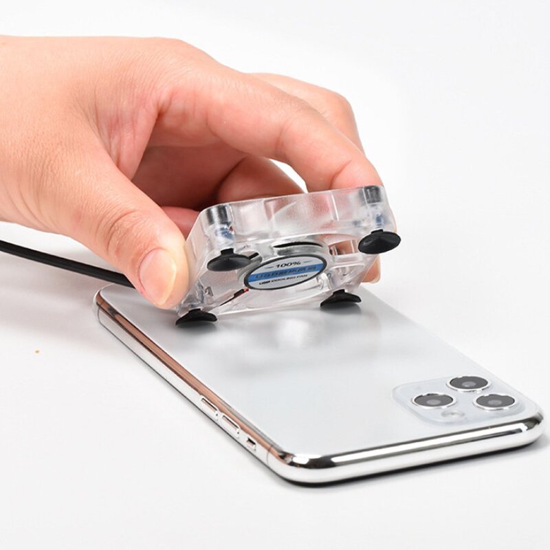 미니 휴대 전화 냉각 팬 실리콘 흡입 컵 하단 USB 충전 냉각 유물 휴대용 휴대 전화 히터 저소음