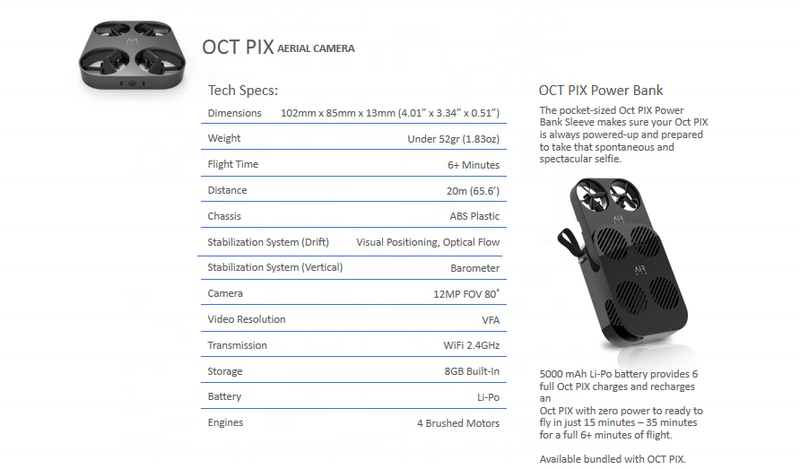 Cámara voladora portátil OCT Air PIX, cámara de bolsillo HD de 12MP, Dron de Control inteligente de 8GB con tarjeta SD, vigilancia UAV