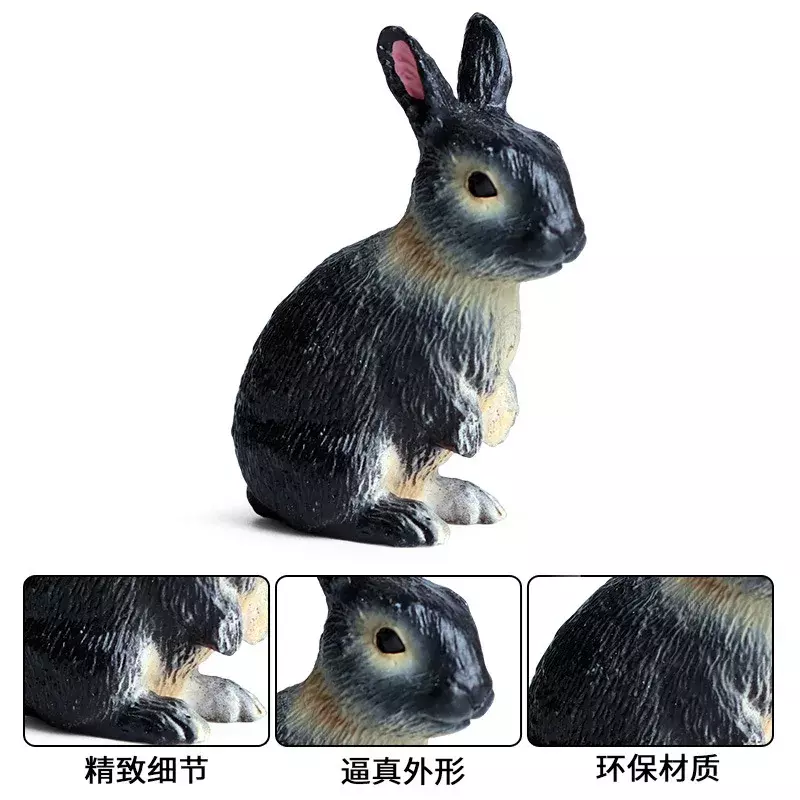 محاكاة نموذج الحيوانات البرية البلاستيك لعبة الحلي للأطفال جديد الصلبة نموذج أرنب صغير الحيوان دليل