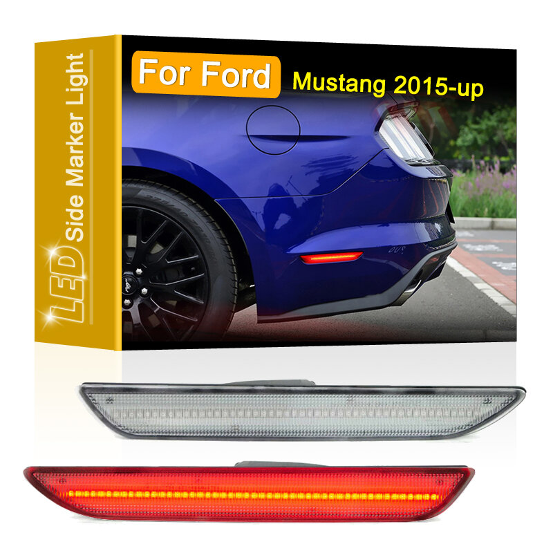 2 pces clear lens traseiro vermelho led lado marcador conjunto da lâmpada para ford mustang 2015-up afastamento estacionamento luzes