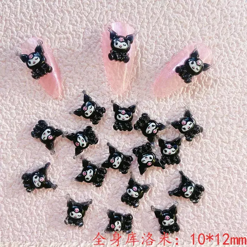 Pegatinas de uñas falsas de Hello Kitty Y2k, Anime Kuromi MyMelody Sanrio, piezas Kawaii DIY, accesorios de joyería, juguete de dibujos animados, regalo, 20 piezas