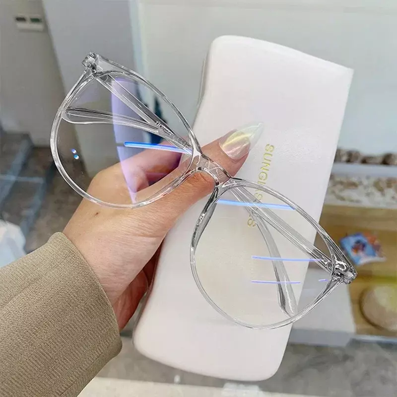 2024 New Transparent Computer Glasses Frame Women Men Anti Blue Light Round Eyewear Blocking Glasses Optical Spectacle Eyeglass