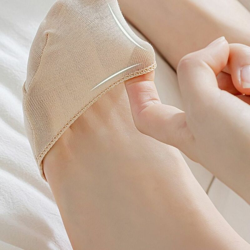 Elastyczne skarpety na przednią stopę kapcie niewidoczne miękkie skarpetki na pół stopy silikonowe bawełniane wyroby pończosznicze kobiet