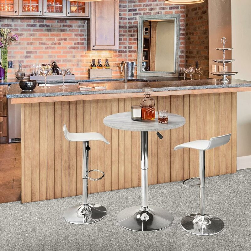 Mesa redonda ajustável Pub, MDF Top Table, mesas de cocktail alto, Pub Counter, mesa Bistro, 360 ° giratória