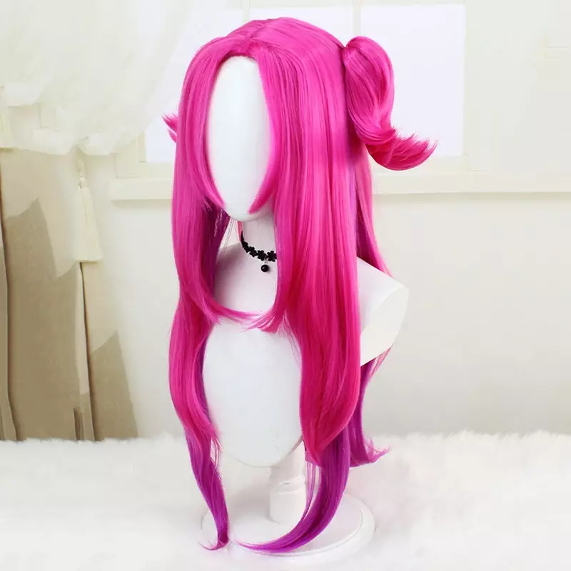 Peluca de Cosplay de Alune Game Heartsteel para mujeres adultas, pelo largo degradado rosa y morado, resistente al calor, pelucas sintéticas para Halloween