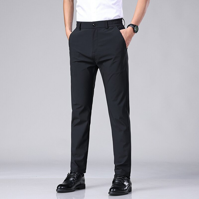 Pantalon décontracté pour hommes, mince, taille élastique, jogging coréen classique, mince, noir, gris, bleu, fjMale, été, 2023