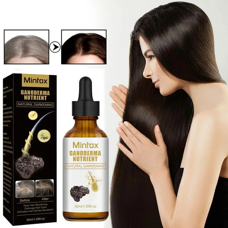 Grey serum do odwrócenia włosów Ganoderma naturalne serum przyciemniające 30ml serum przeciw siwieniu do włosów promujące zdrowsze G2I2
