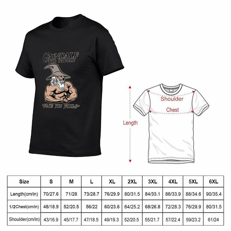 T-shirt graphique Gaindalf The Swole pour hommes, manches courtes, t-shirts de fans de sport scopiques, t-shirts courts noirs, nouveau