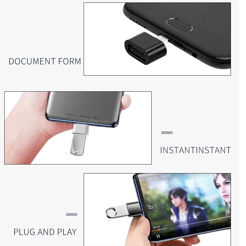 Mini OTG conector de dados, adaptador de cabo para tablet, PC, Android, plugue do telefone móvel, micro macho para USB-A 2.0 fêmea, 1 pc, 5pcs