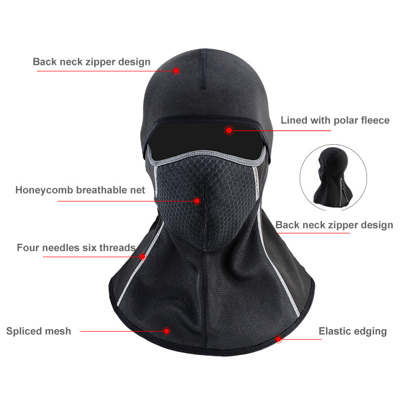 Maschera termica da motociclista invernale con filtro a carbone attivo maschera da sci antivento per esterni copricapo da ciclismo riflettente di sicurezza