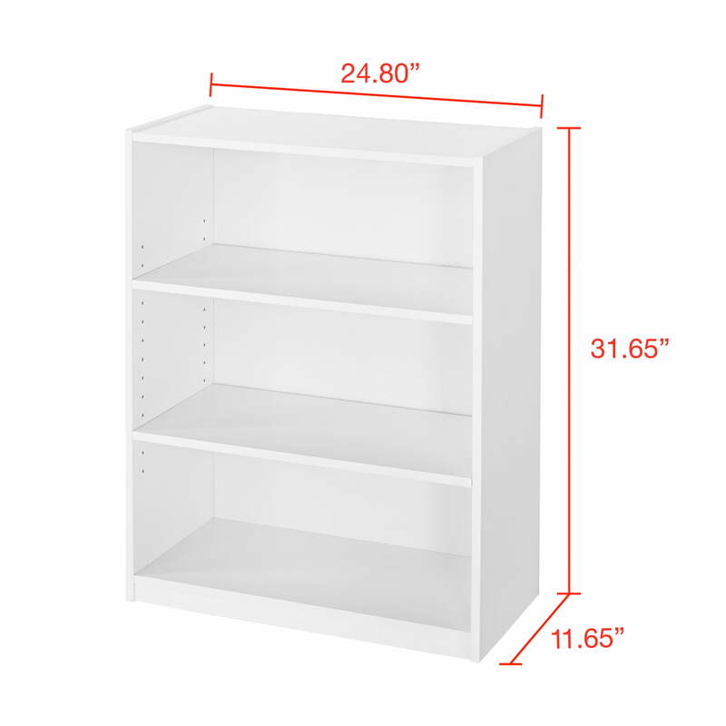 Mainstays-estantería de 3 estantes, estantería con estantes ajustables, color blanco