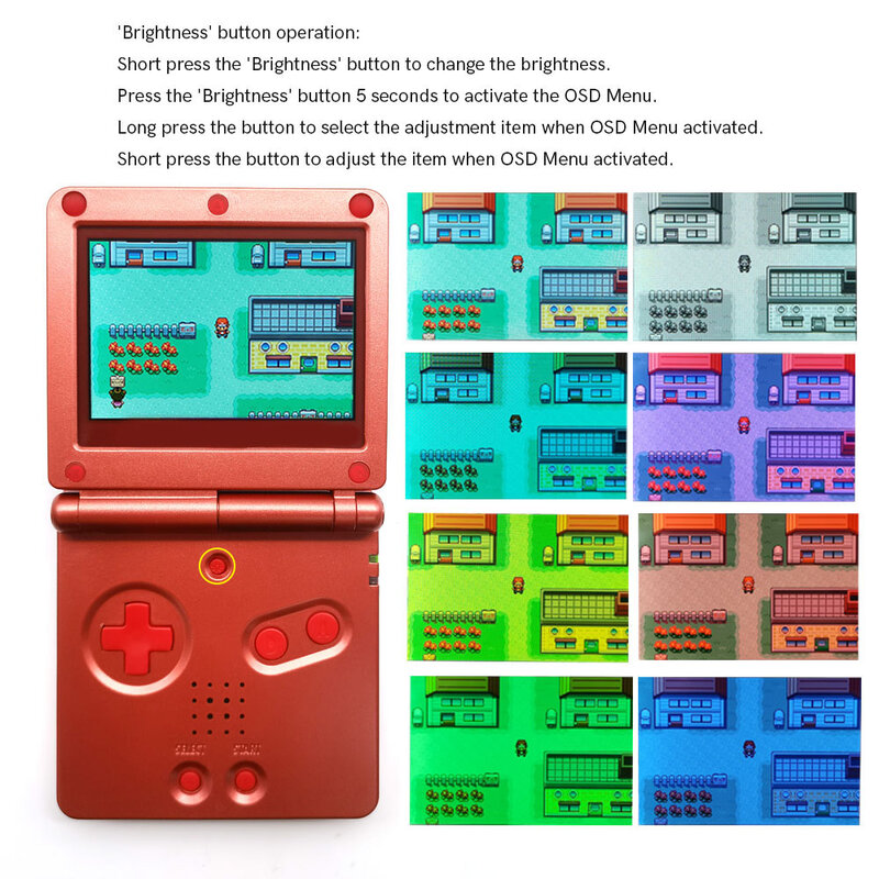 Backlit LCD substituição Mod Kits para Game Boy, GBA, SP, GBA, IPS, GBP, GBSP, GBSP, Advance SP, No Cut Shell Case, laminado