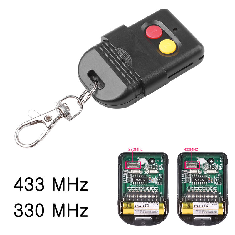 8 Dip Switch 433Mhz Smart Copy Remote Control Fixed Code 2CH Duplicator for Gate Garage Door Opener or Alarm System 330MHz