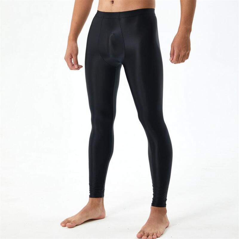 Silky Smooth Slim Fit Long Johns masculino com U Convex Bulge Pouch, calças de alta elasticidade, Slim Fit